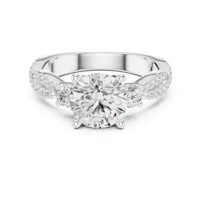 Round Three Stone Lab Grown Diamond Engagement Ring