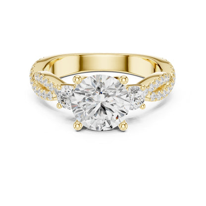 Round Three Stone Lab Grown Diamond Engagement Ring