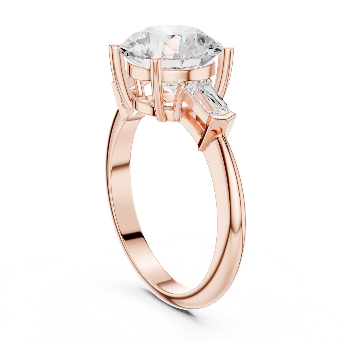 Round Three Stone Lab Grown Diamond Engagement Ring