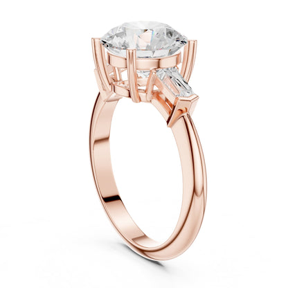 Round Three Stone Lab Grown Diamond Engagement Ring
