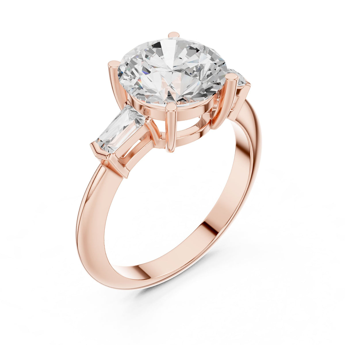 Round Three Stone Lab Grown Diamond Engagement Ring