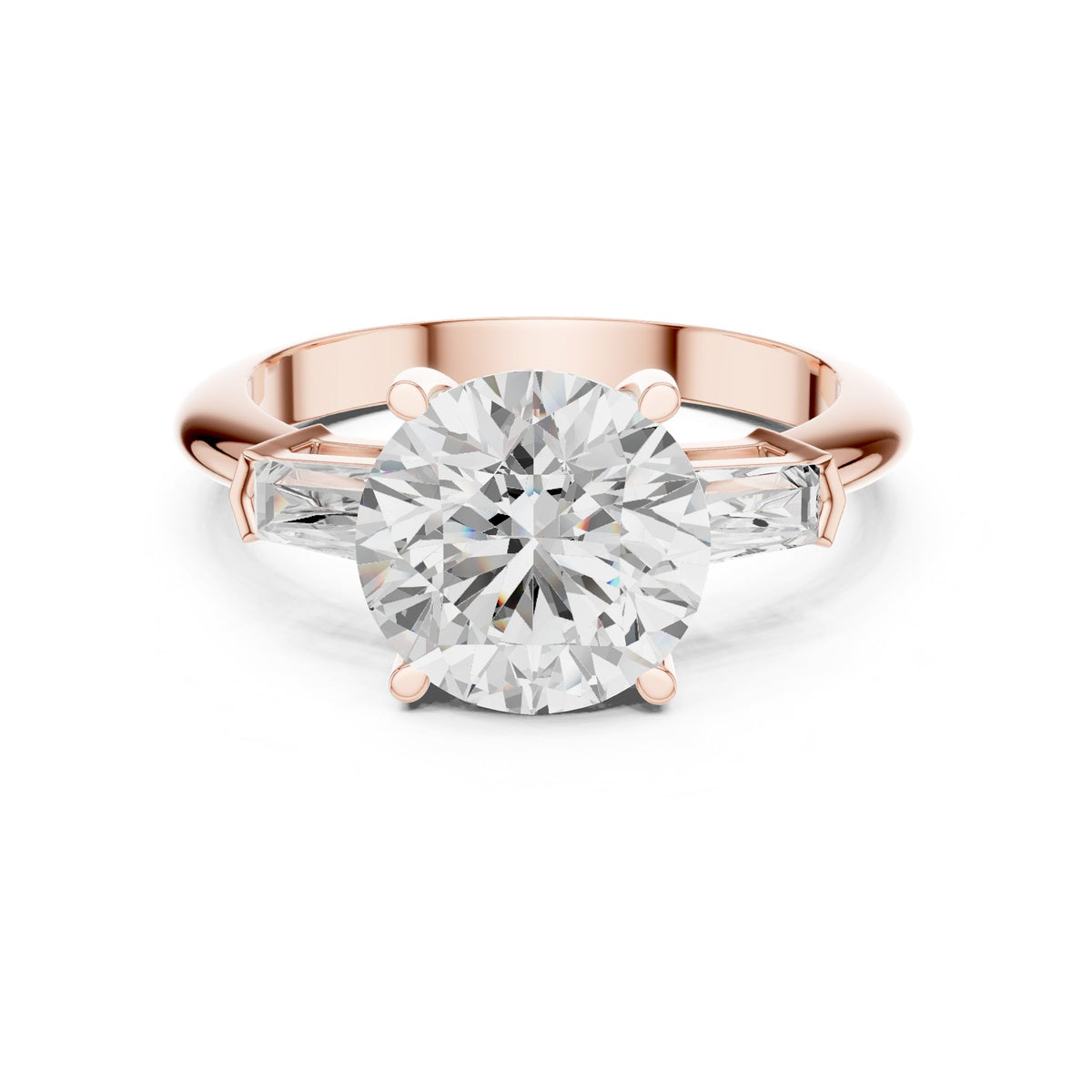 Round Three Stone Lab Grown Diamond Engagement Ring