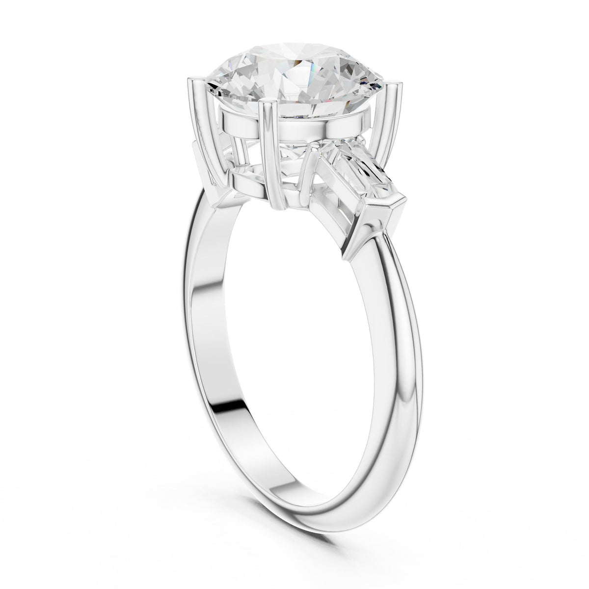 Round Three Stone Lab Grown Diamond Engagement Ring
