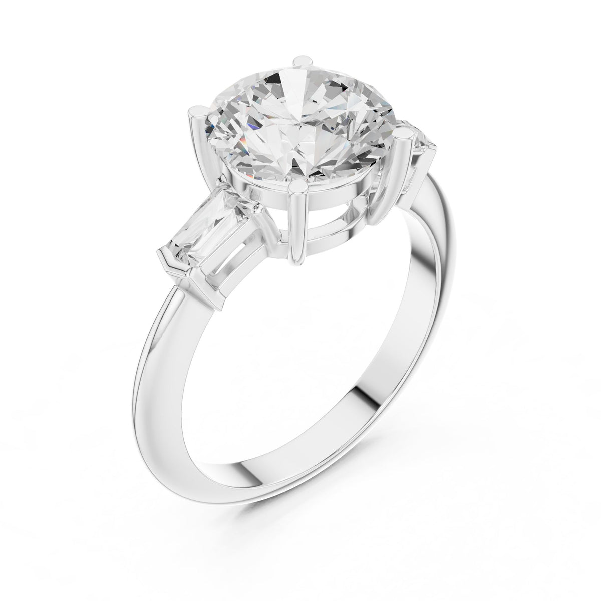 Round Three Stone Lab Grown Diamond Engagement Ring