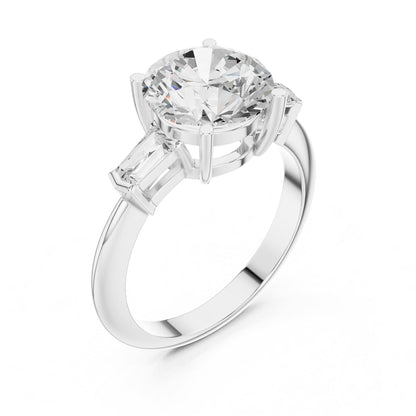Round Three Stone Lab Grown Diamond Engagement Ring