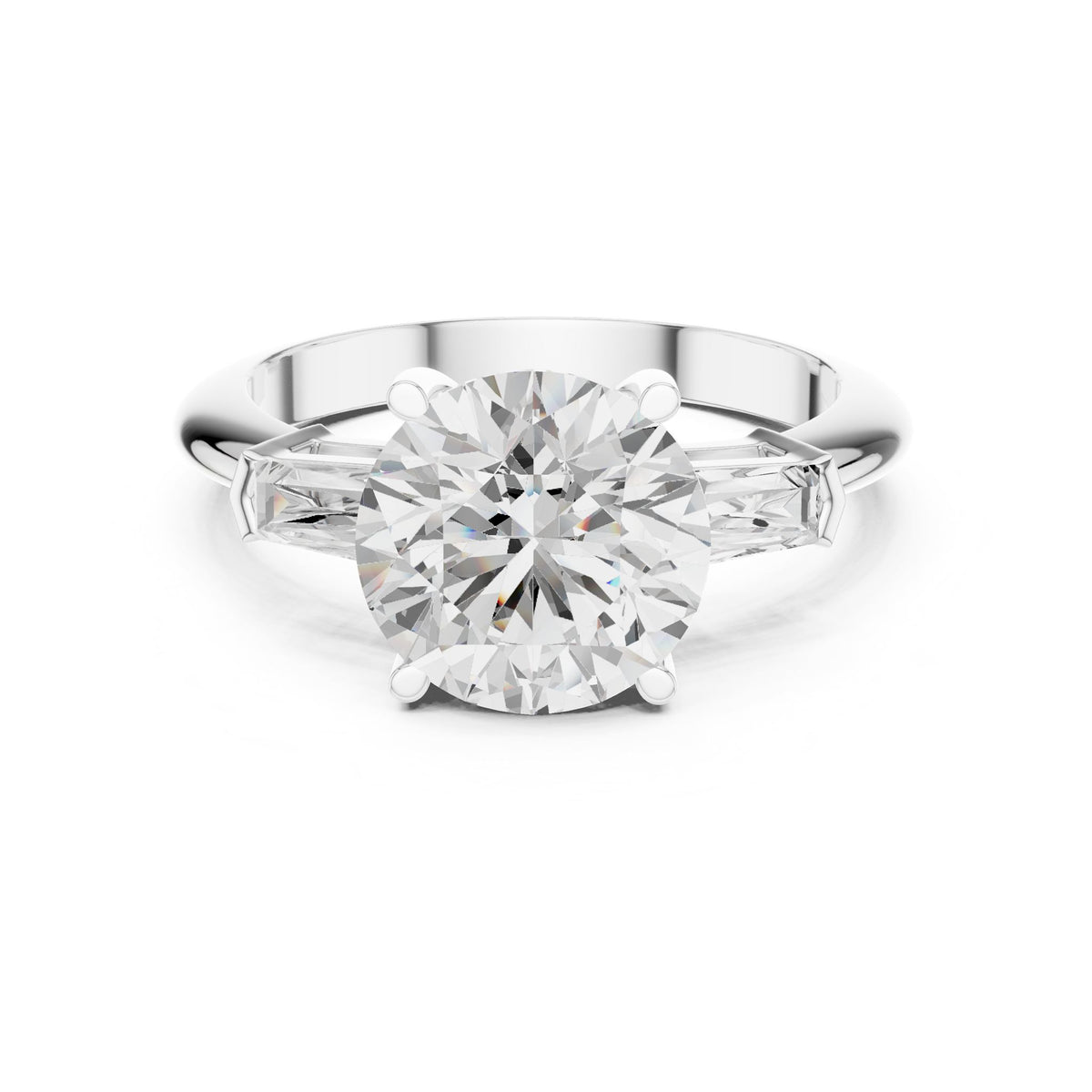 Round Three Stone Lab Grown Diamond Engagement Ring