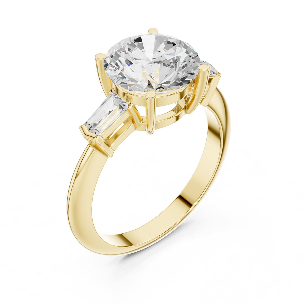 Round Three Stone Lab Grown Diamond Engagement Ring