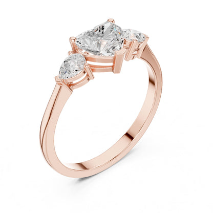 Round Three Stone Lab Grown Diamond Engagement Ring