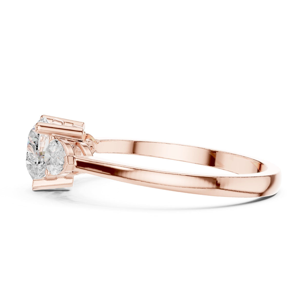 Round Three Stone Lab Grown Diamond Engagement Ring