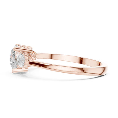 Round Three Stone Lab Grown Diamond Engagement Ring
