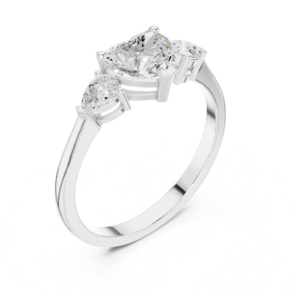 Round Three Stone Lab Grown Diamond Engagement Ring