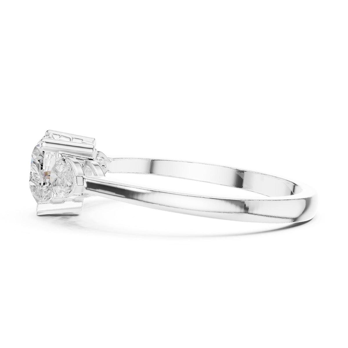 Round Three Stone Lab Grown Diamond Engagement Ring