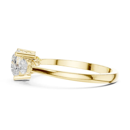Round Three Stone Lab Grown Diamond Engagement Ring