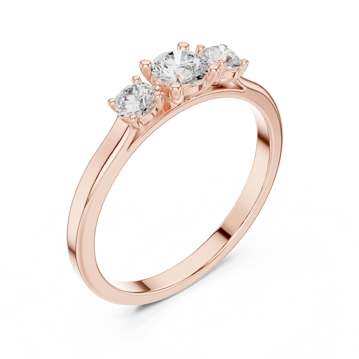 Round Three Stone Lab Grown Diamond Engagement Ring