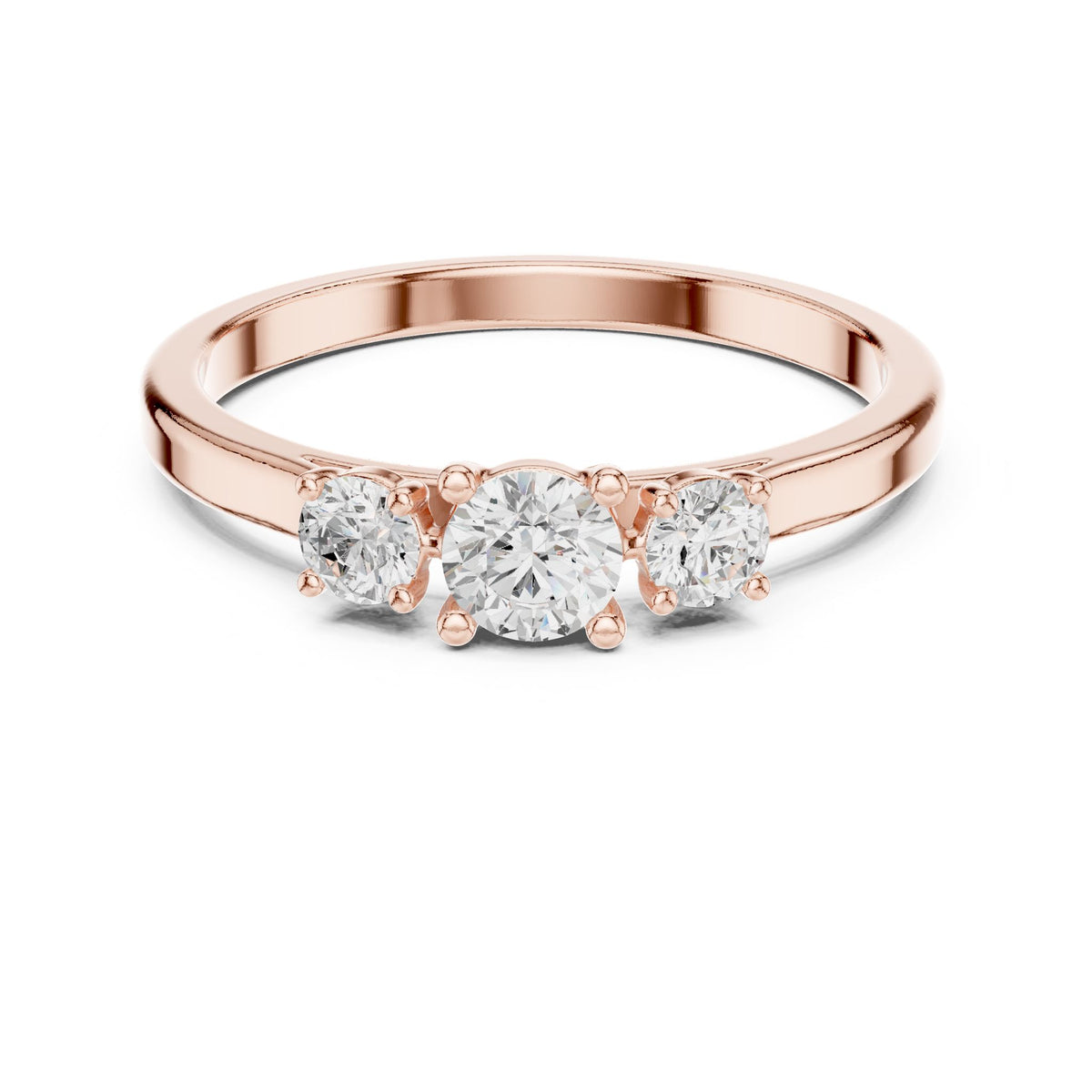 Round Three Stone Lab Grown Diamond Engagement Ring