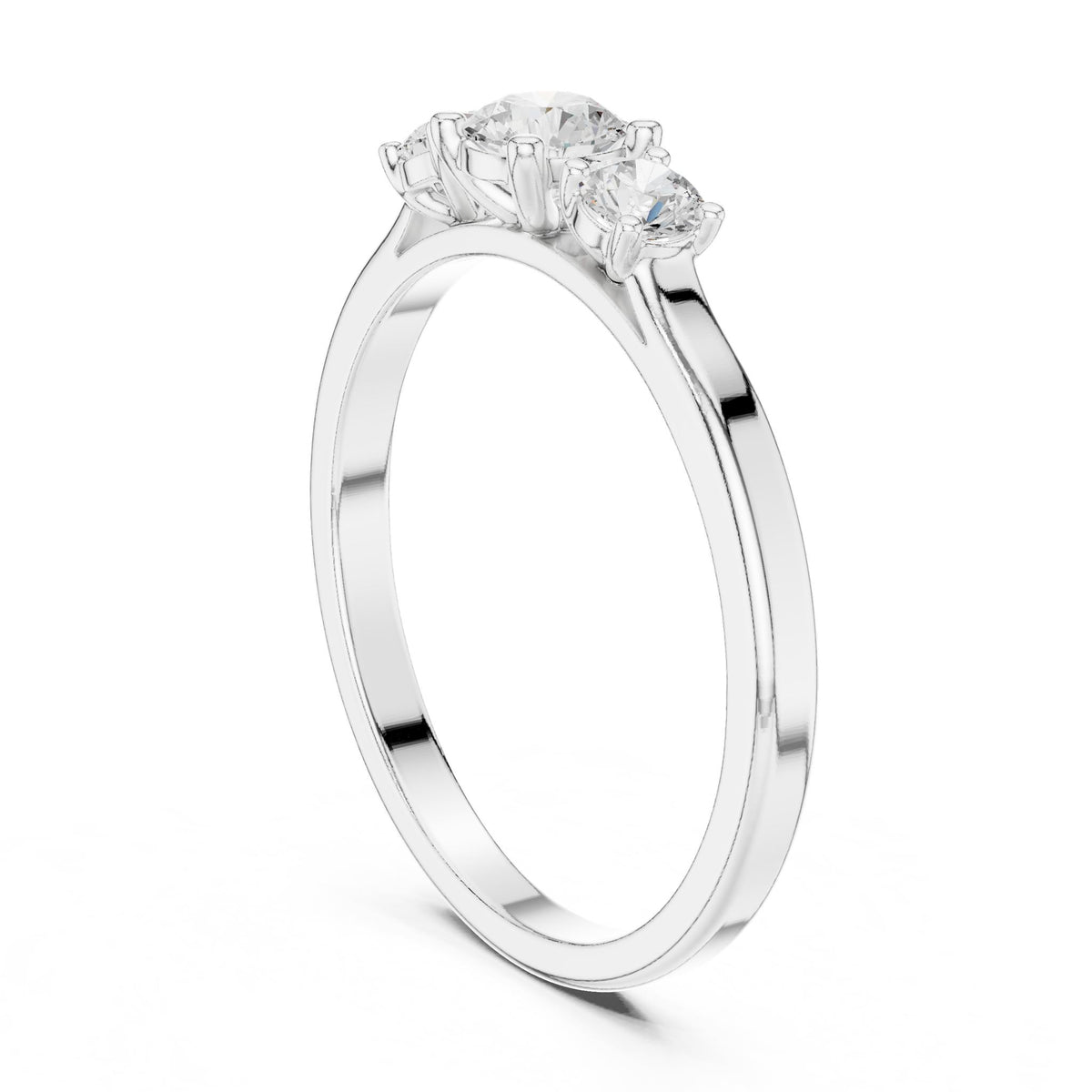 Round Three Stone Lab Grown Diamond Engagement Ring