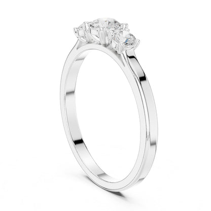 Round Three Stone Lab Grown Diamond Engagement Ring