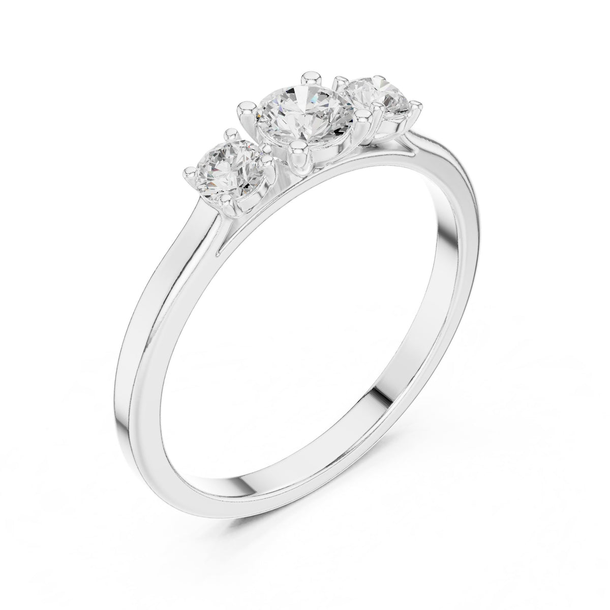 Round Three Stone Lab Grown Diamond Engagement Ring