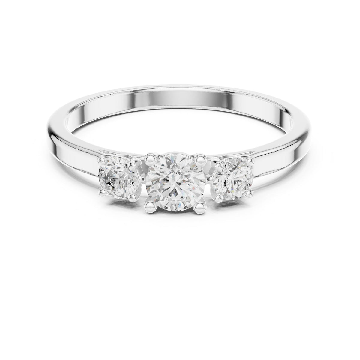 Round Three Stone Lab Grown Diamond Engagement Ring