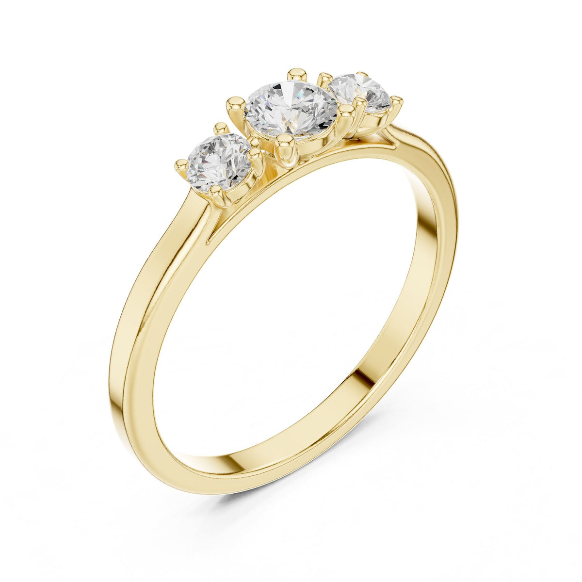 Round Three Stone Lab Grown Diamond Engagement Ring