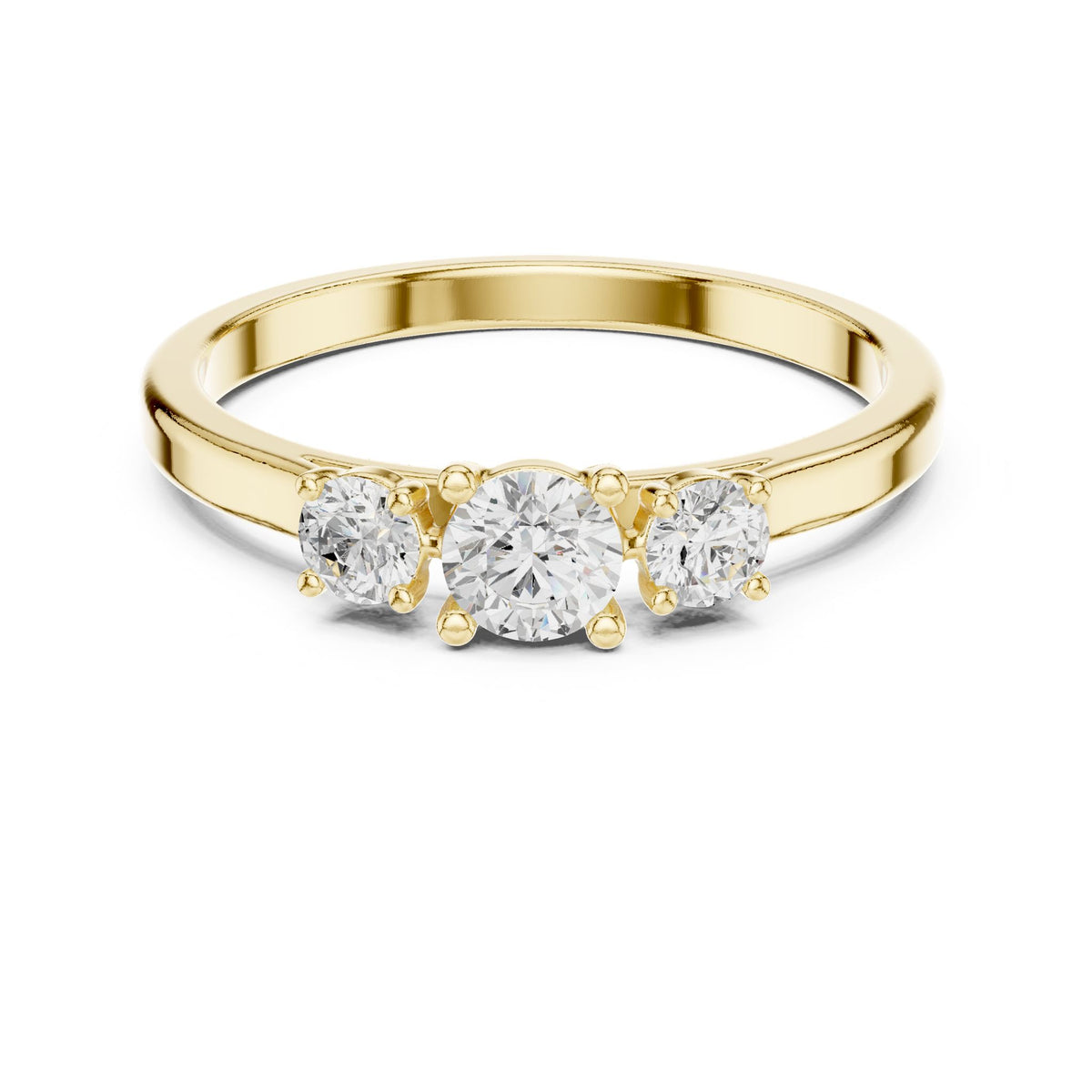 Round Three Stone Lab Grown Diamond Engagement Ring