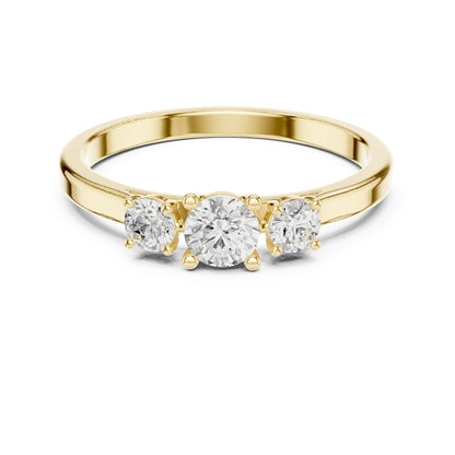 Round Three Stone Lab Grown Diamond Engagement Ring
