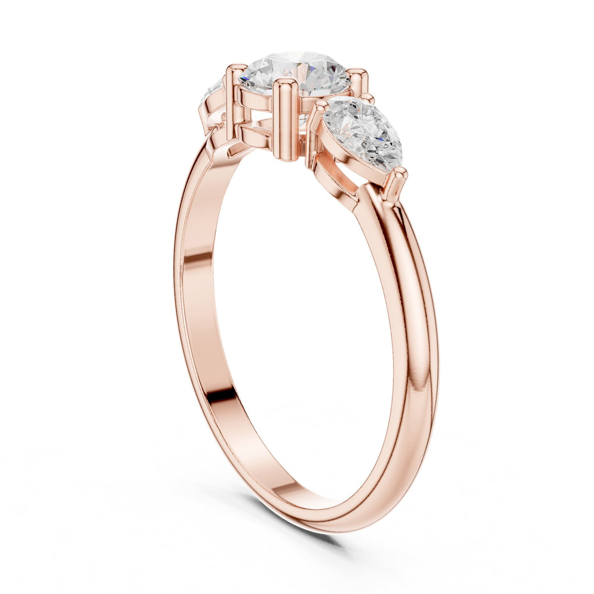 Round Three Stone Lab Grown Diamond Engagement Ring