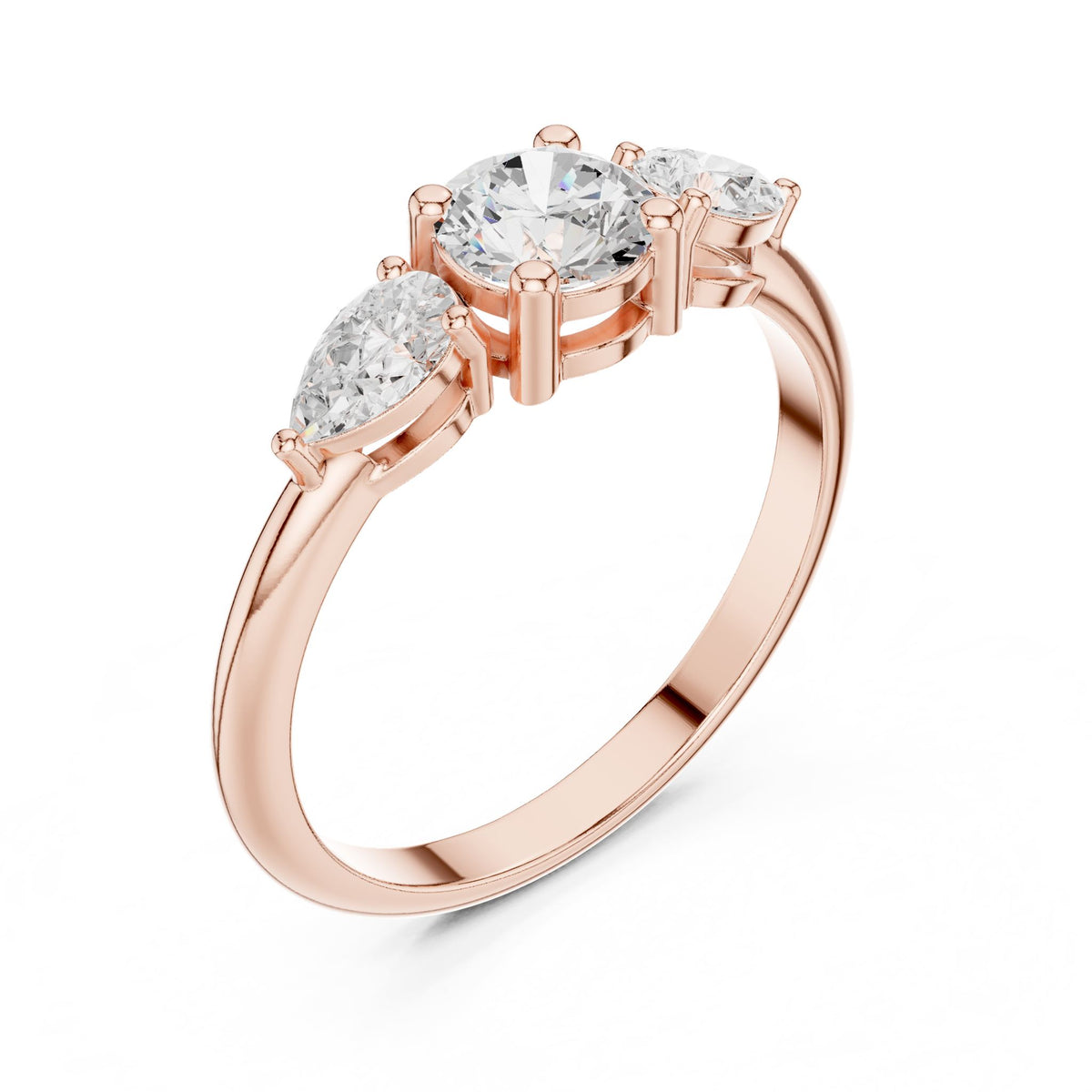 Round Three Stone Lab Grown Diamond Engagement Ring