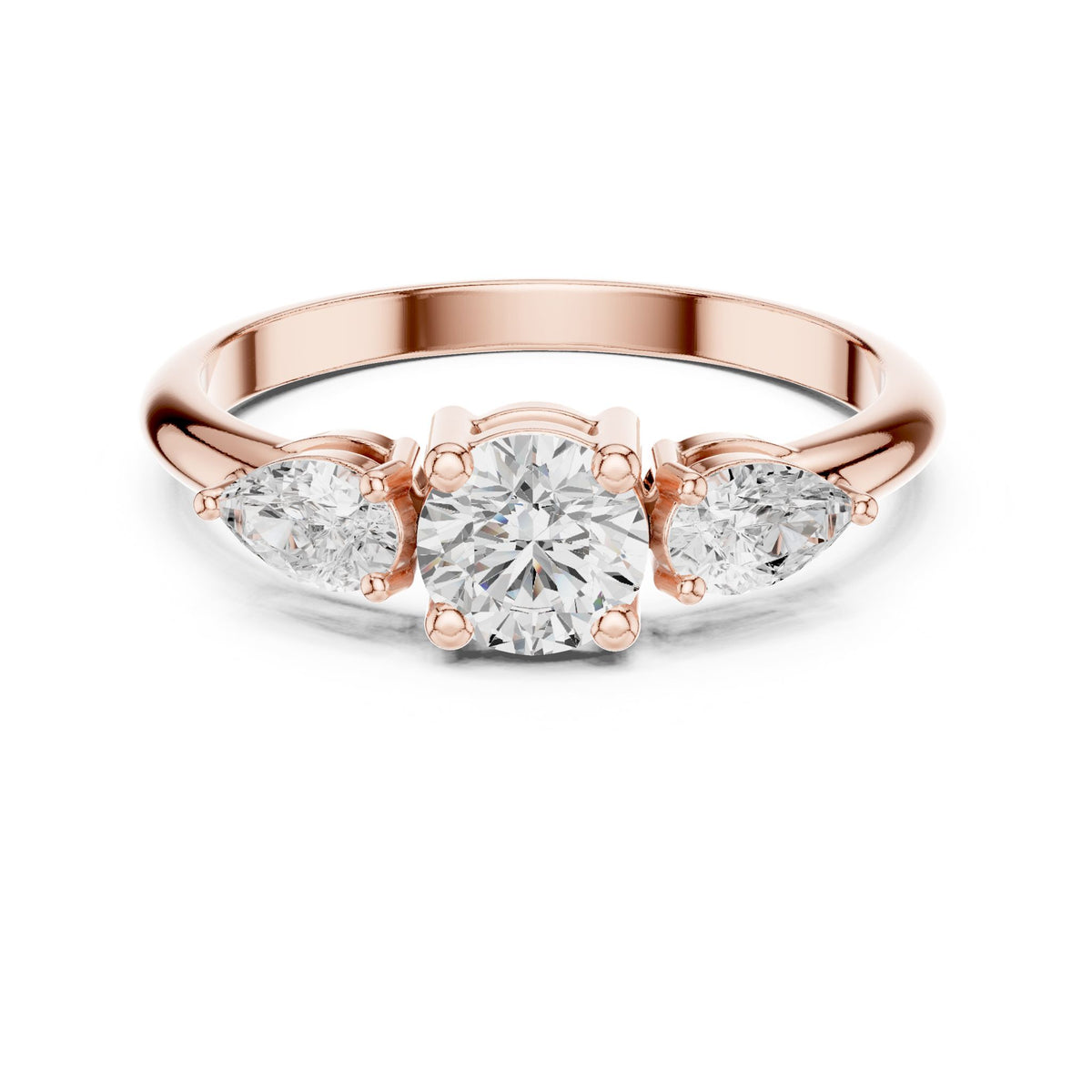 Round Three Stone Lab Grown Diamond Engagement Ring