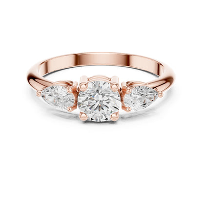 Round Three Stone Lab Grown Diamond Engagement Ring