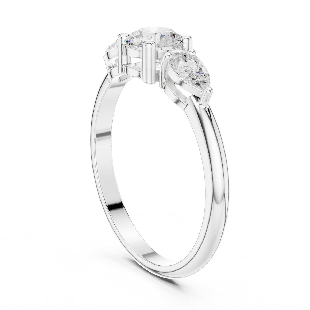 Round Three Stone Lab Grown Diamond Engagement Ring