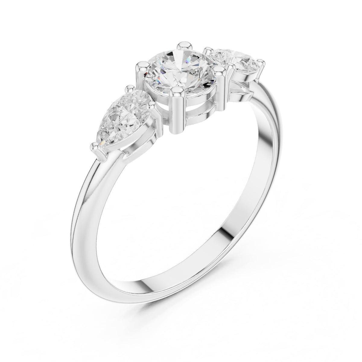 Round Three Stone Lab Grown Diamond Engagement Ring