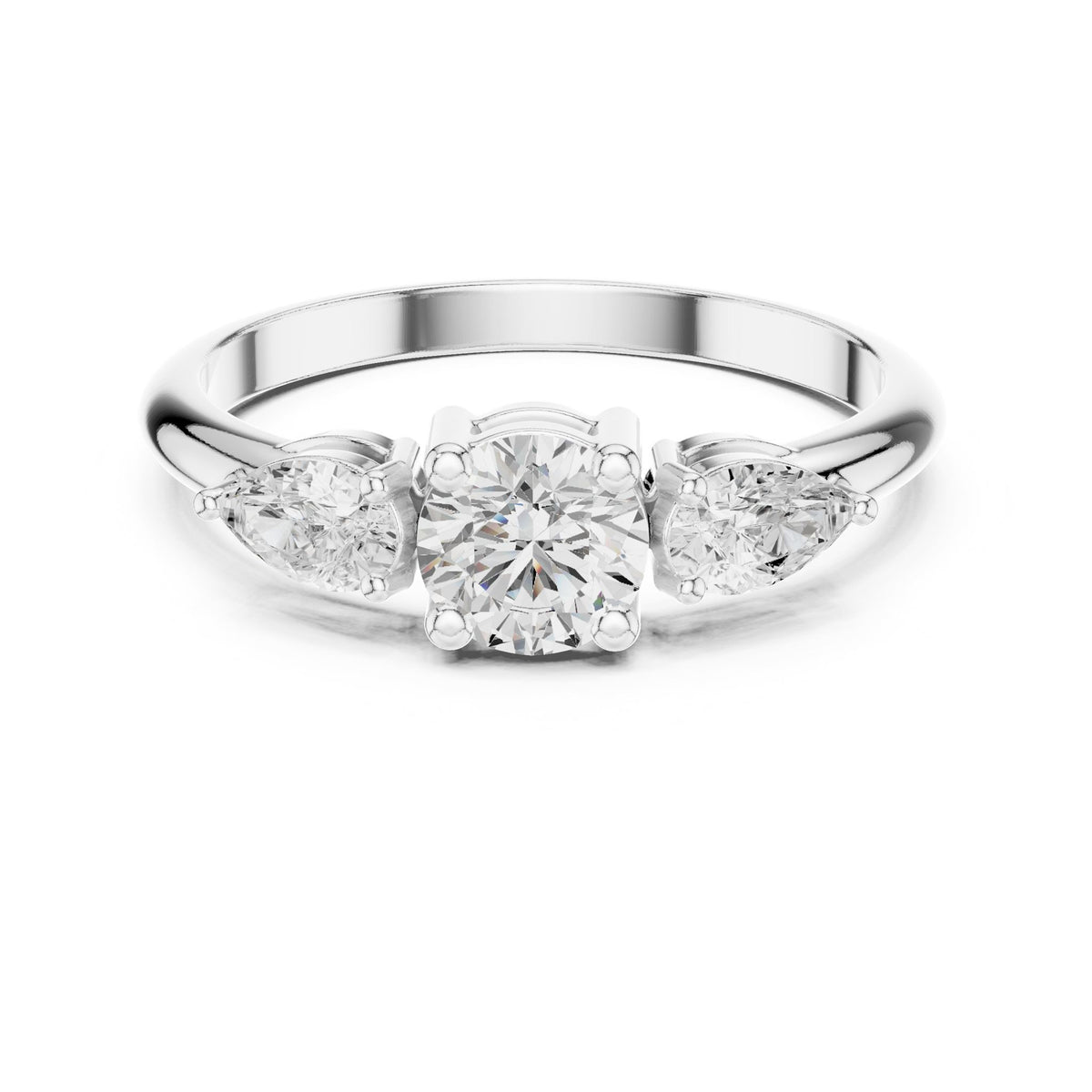 Round Three Stone Lab Grown Diamond Engagement Ring