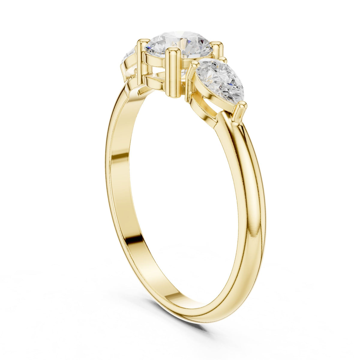 Round Three Stone Lab Grown Diamond Engagement Ring