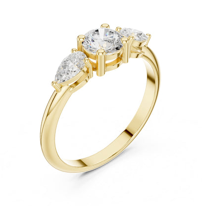 Round Three Stone Lab Grown Diamond Engagement Ring