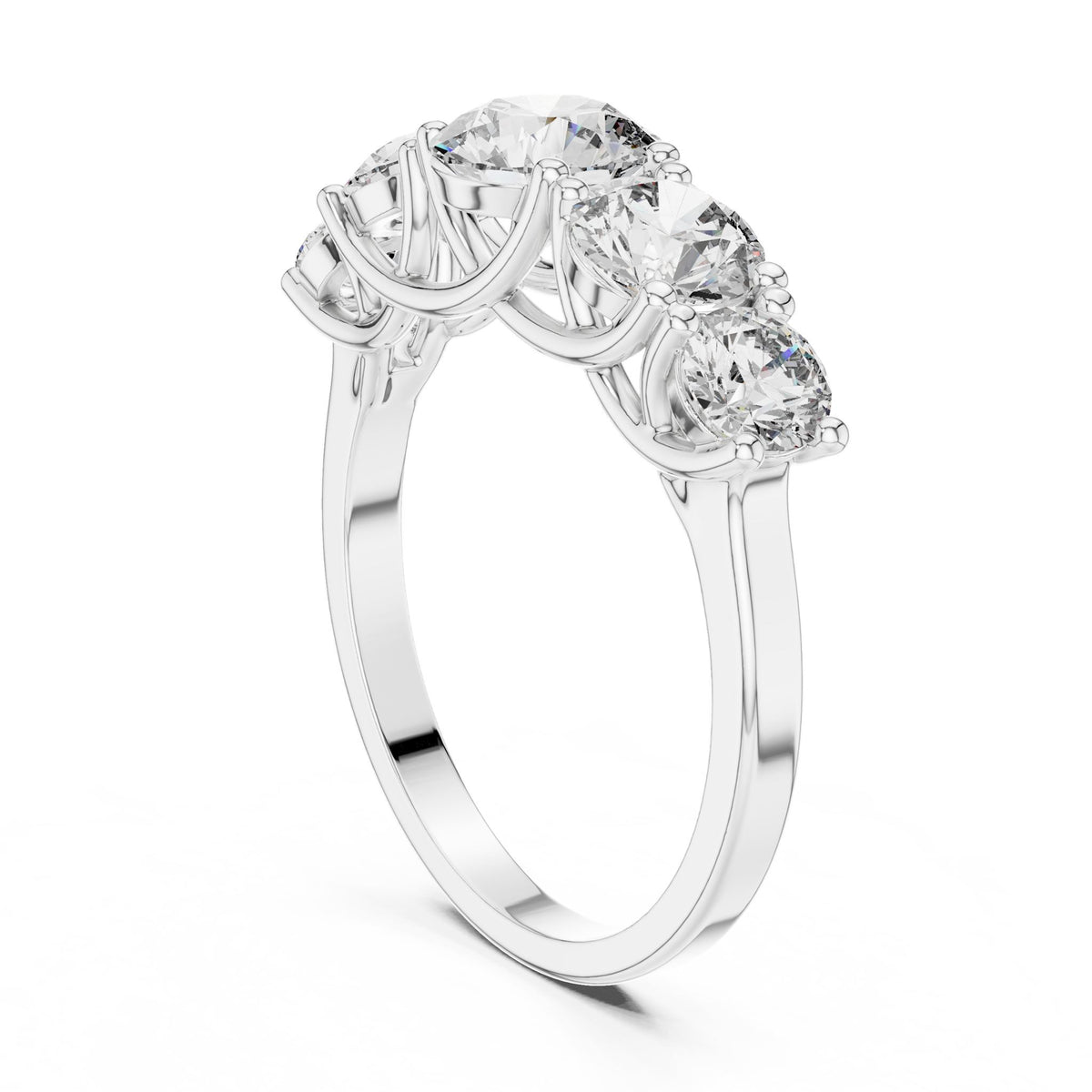 Round Three Stone Lab Grown Diamond Engagement Ring