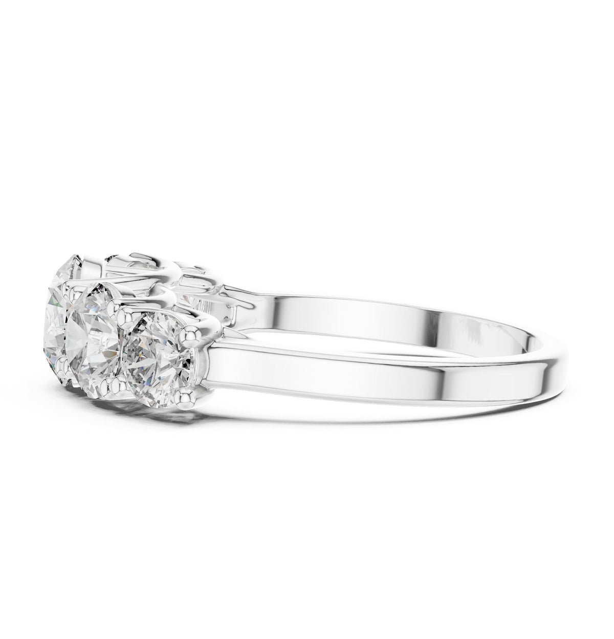 Round Three Stone Lab Grown Diamond Engagement Ring