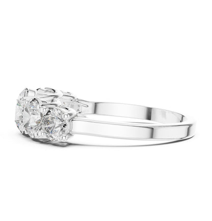 Round Three Stone Lab Grown Diamond Engagement Ring
