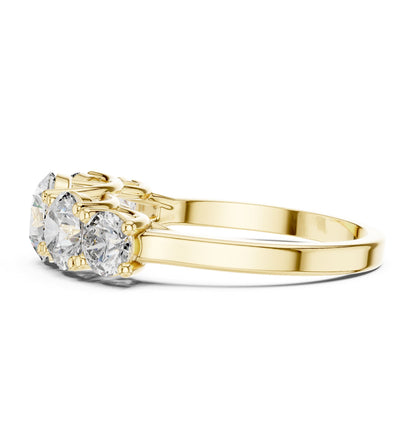 Round Three Stone Lab Grown Diamond Engagement Ring