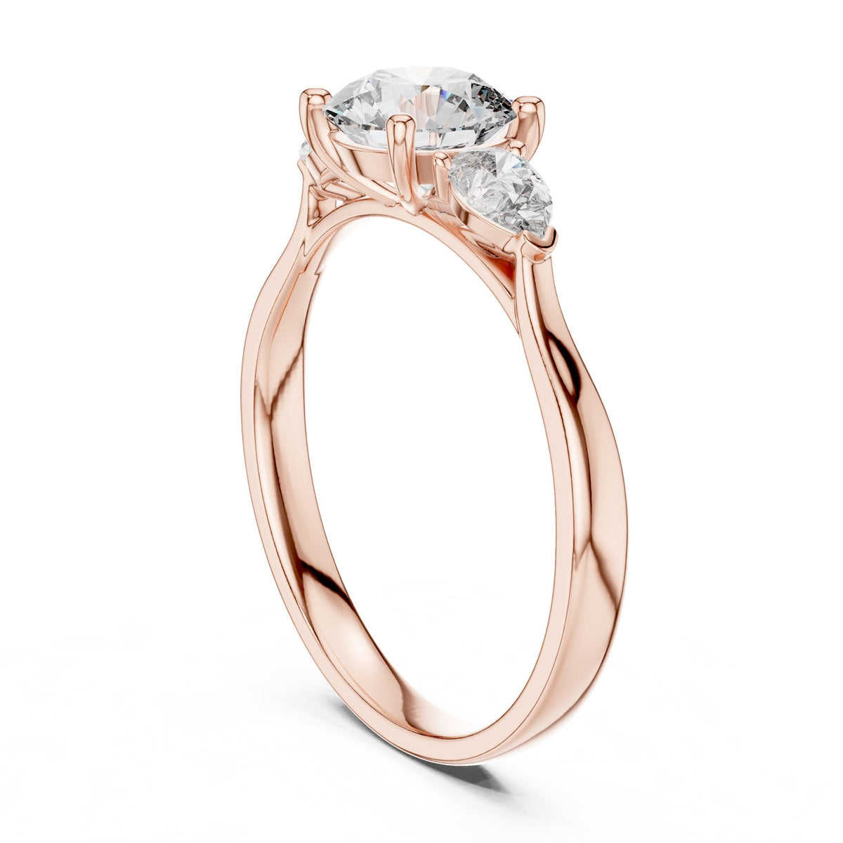 Round Three Stone Lab Grown Diamond Engagement Ring
