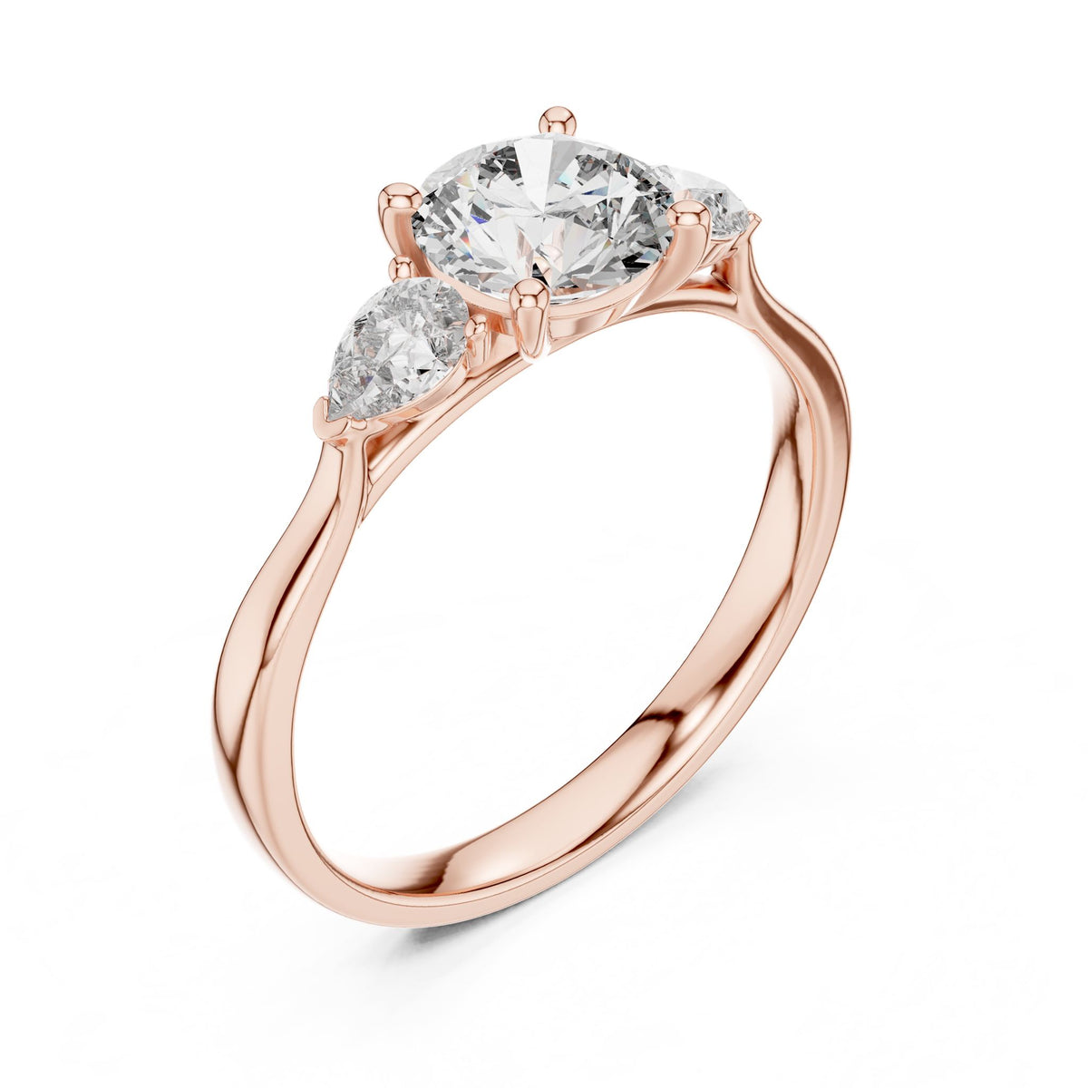 Round Three Stone Lab Grown Diamond Engagement Ring