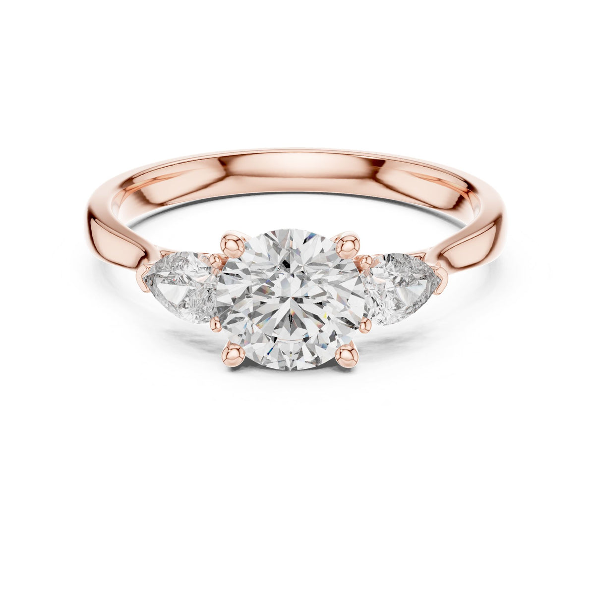 Round Three Stone Lab Grown Diamond Engagement Ring