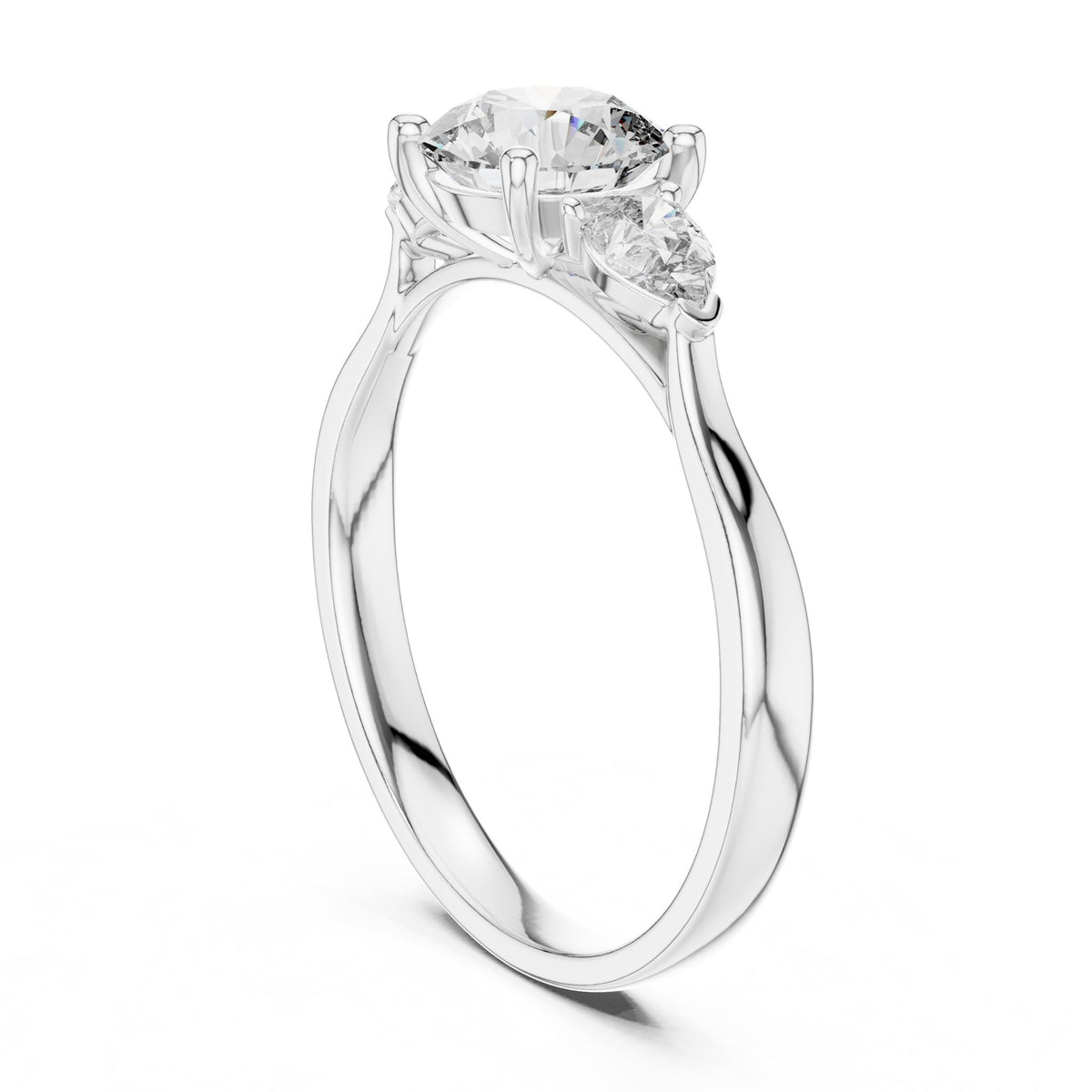 Round Three Stone Lab Grown Diamond Engagement Ring