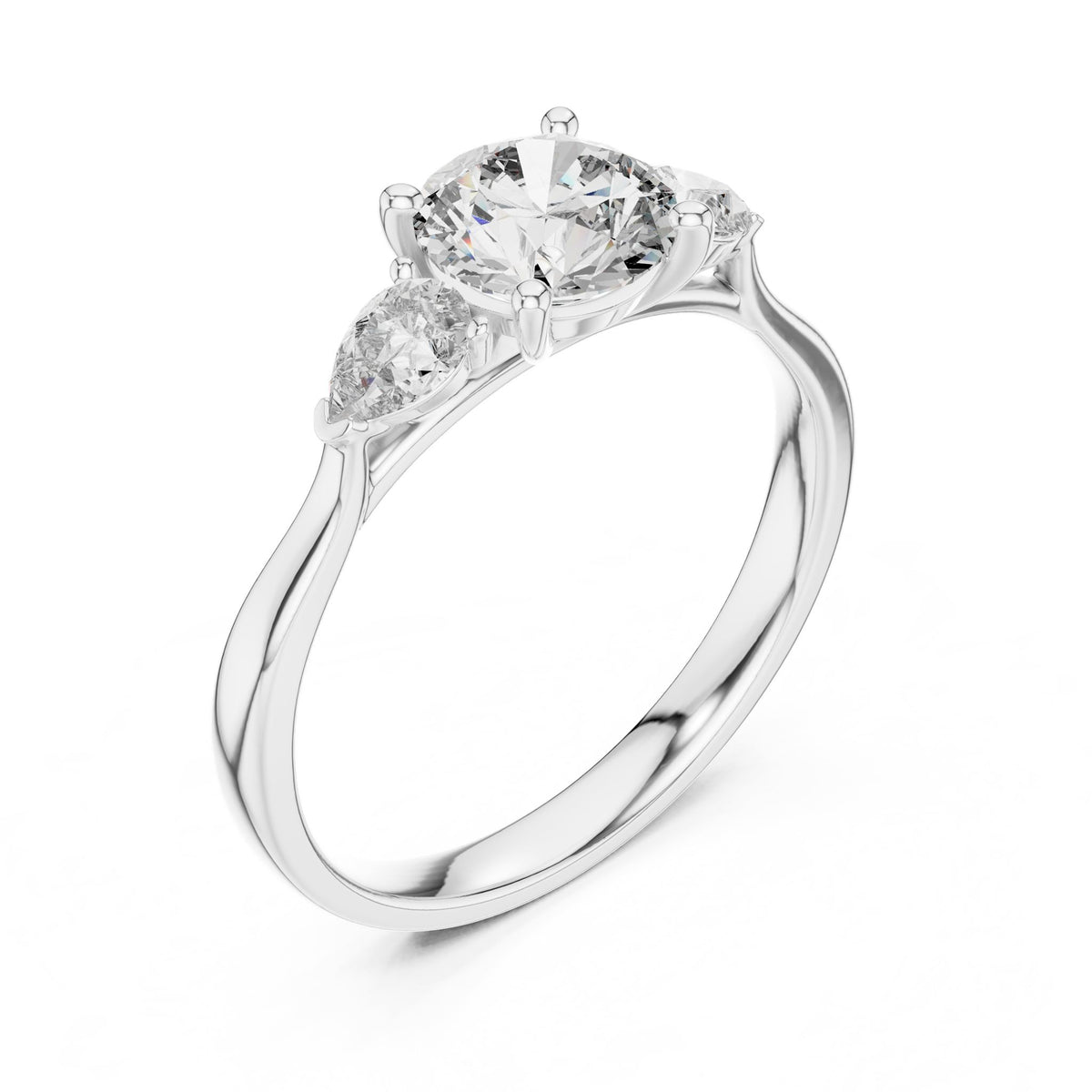 Round Three Stone Lab Grown Diamond Engagement Ring