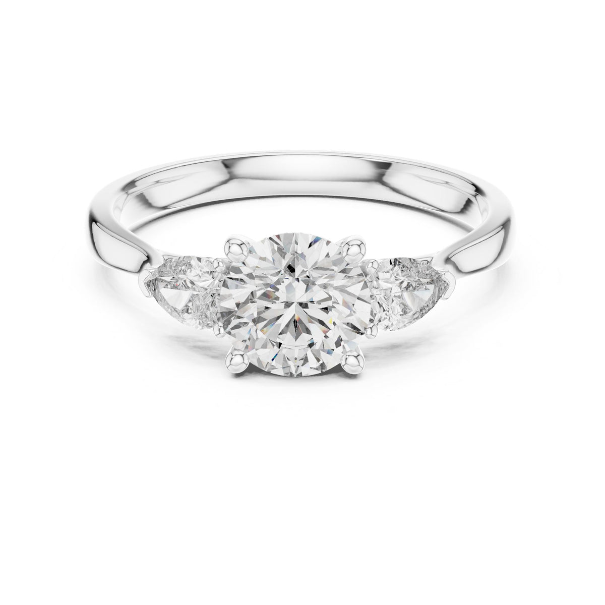 Round Three Stone Lab Grown Diamond Engagement Ring