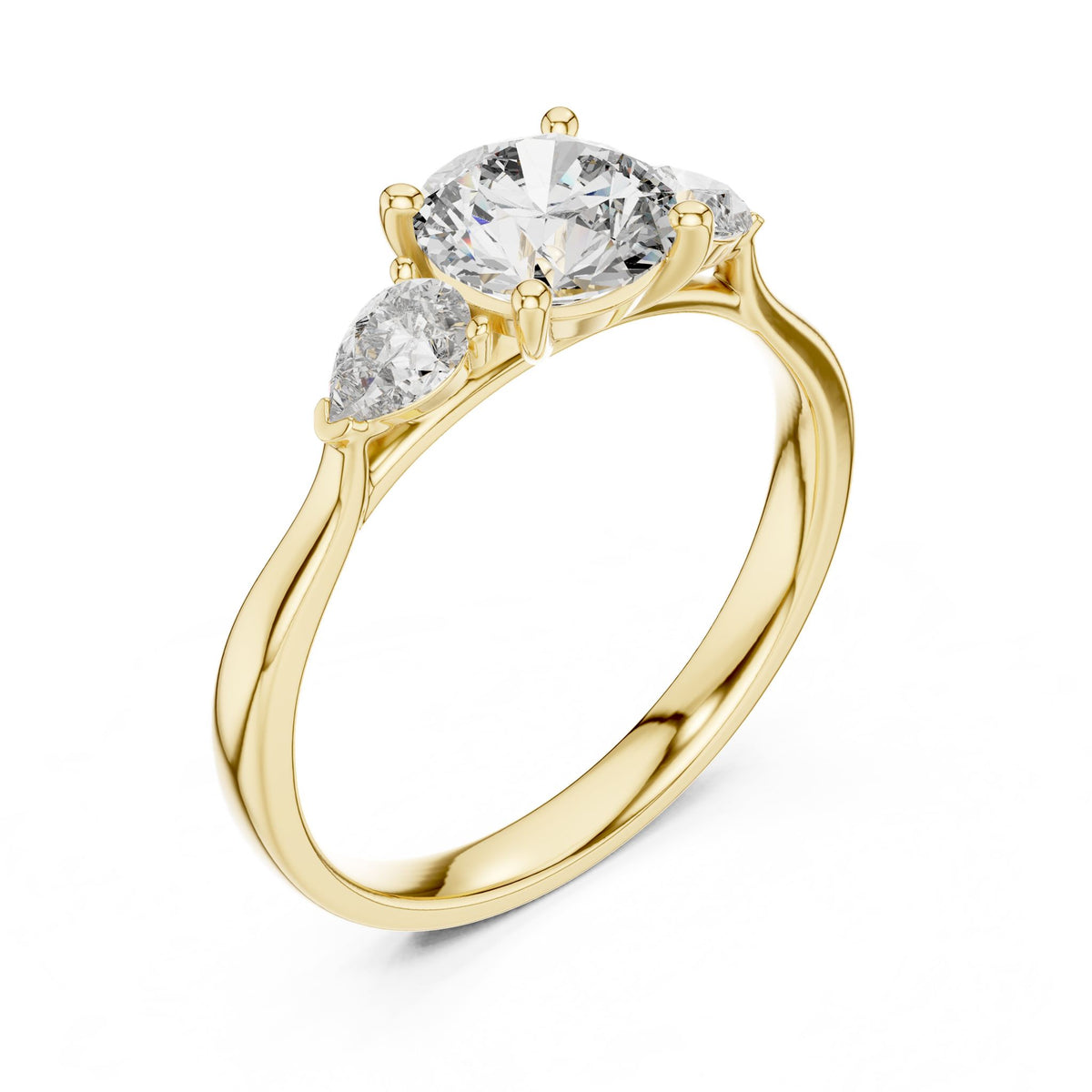 Round Three Stone Lab Grown Diamond Engagement Ring
