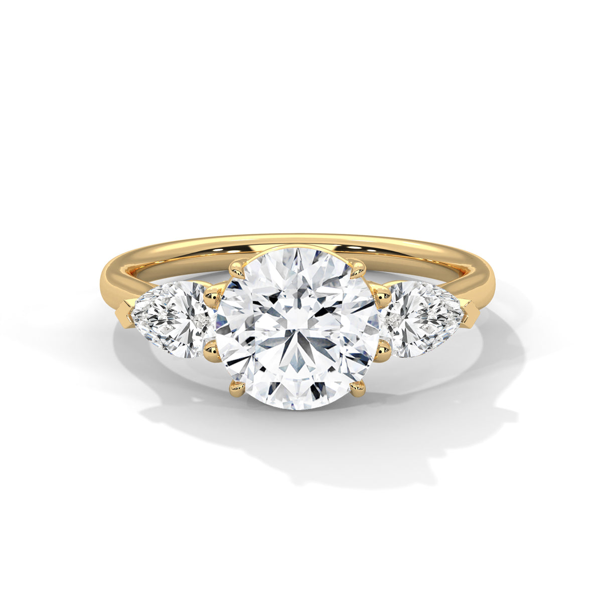 Round Three Stone Lab Grown Diamond Engagement Ring