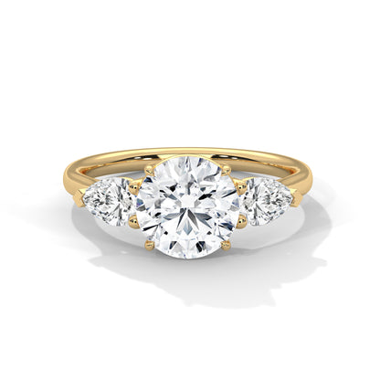 Round Three Stone Lab Grown Diamond Engagement Ring