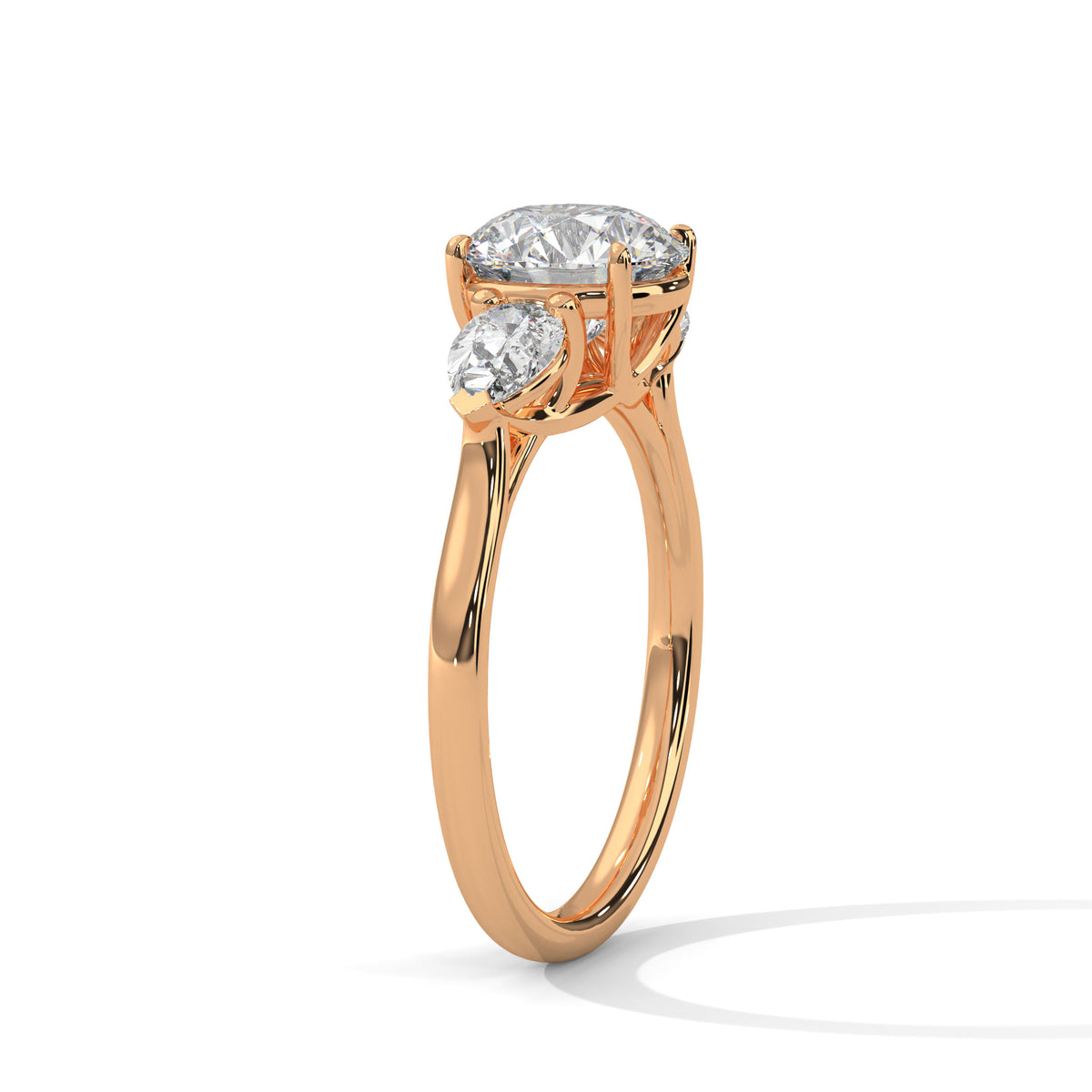Round Three Stone Lab Grown Diamond Engagement Ring
