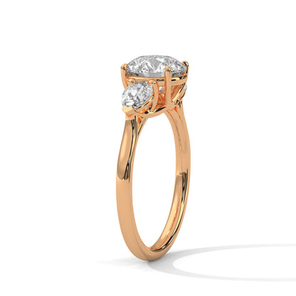 Round Three Stone Lab Grown Diamond Engagement Ring